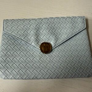 IPSY Ice Blue Woven Light Blue make up bag